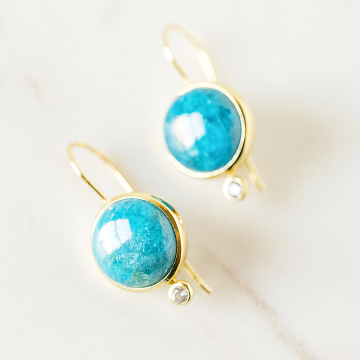 Tini Mini Drop Earrings in Neon Blue Apatite