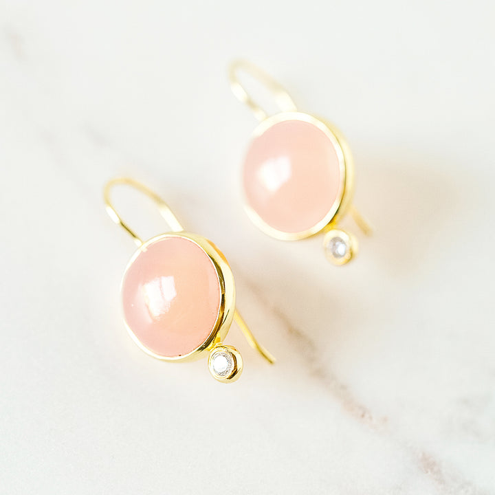 Tini Mini Drop Earrings in Pink Chalcedony