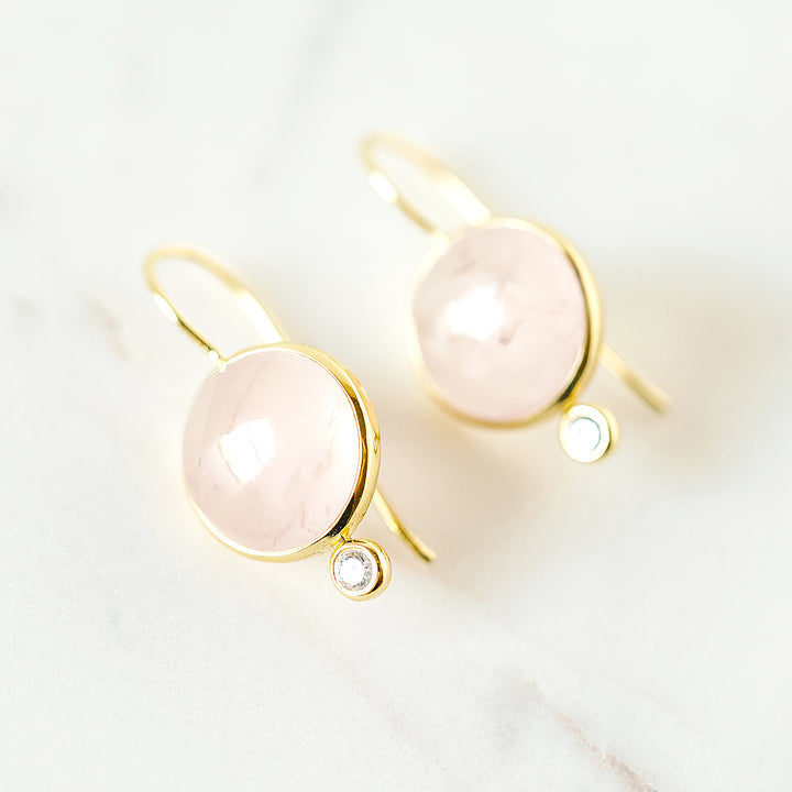 Tini Mini Drop Earrings in Rose Quartz