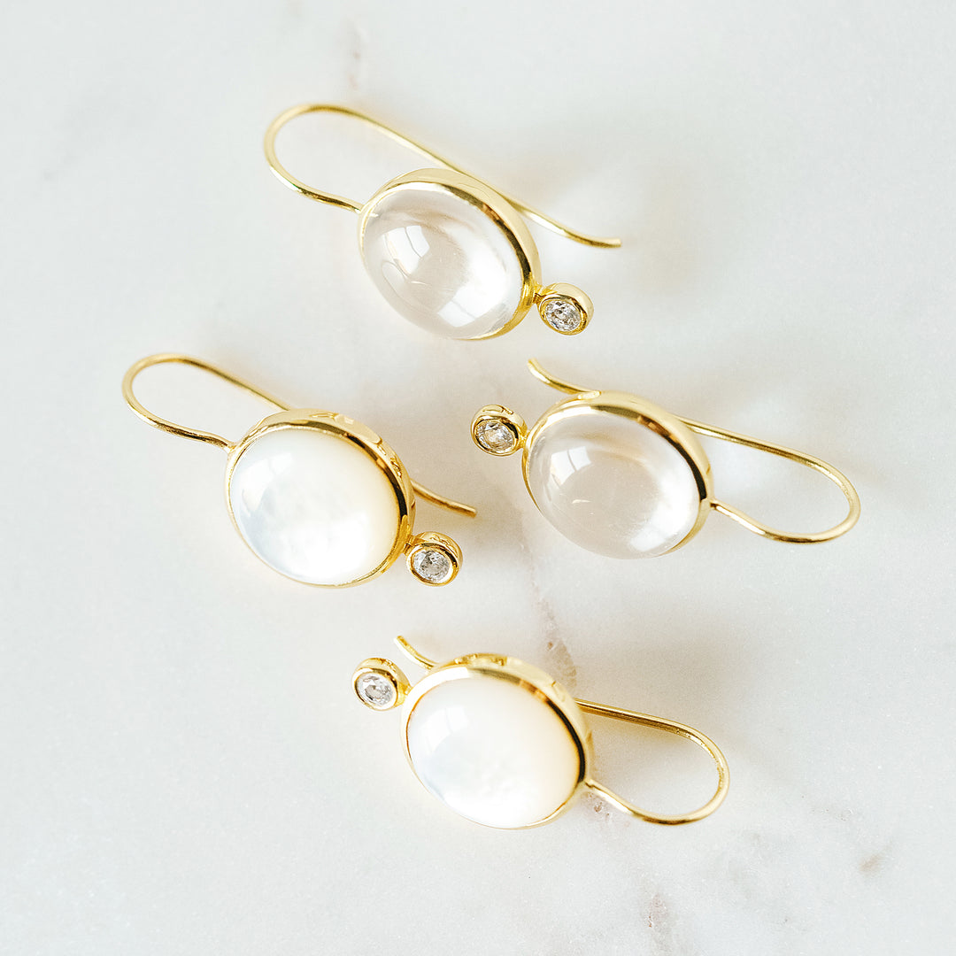 Tini Mini Drop Earrings in Clear Quartz