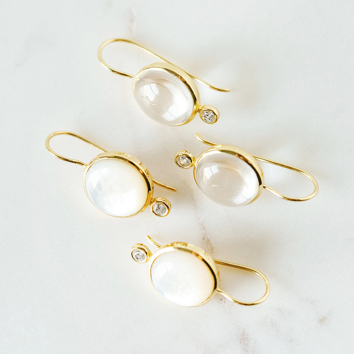 Tini Mini Drop Earrings in Clear Quartz